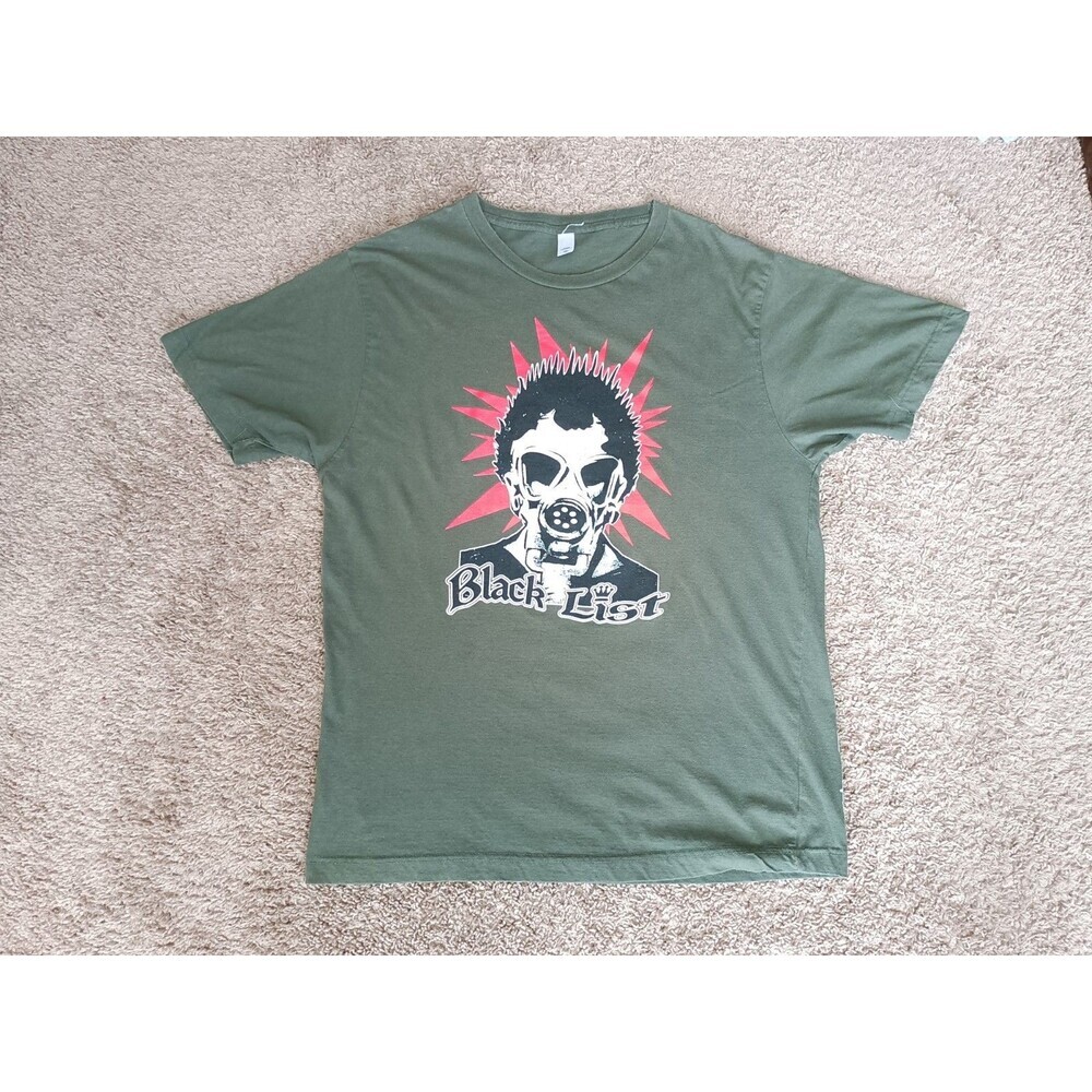 Black List T-Shirt Men's Large Green Short Sleeve